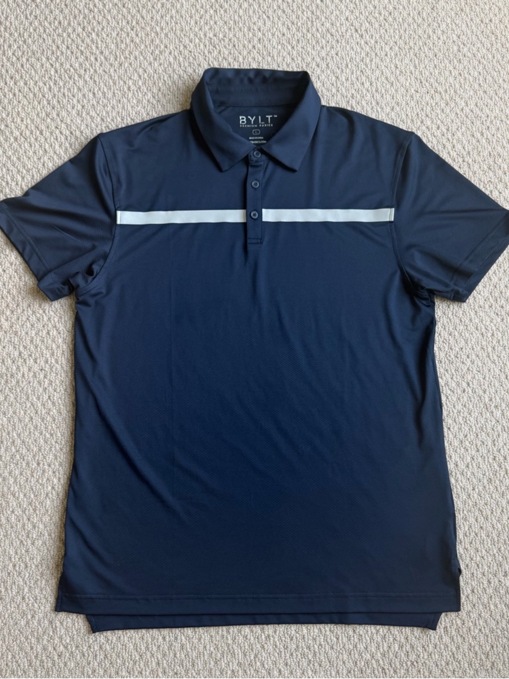 BYLT  Basics Men's Performance + Striped Polo Golf Shirt Size Large